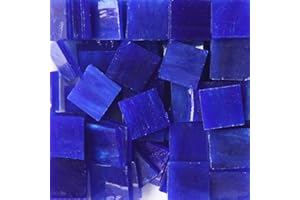 OAKBUD 1.5x1.5 cm Glass Mosaics Pieces Stained Glass, Assorted Colors and Square Shapes, 130pcs/200g (Dark Blue)