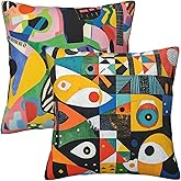 Guiteinyi Abstract Mid Century Throw Pillow Covers 18x18 Set of 2 Square Pillow Case for Home Decorative Sofa Couch Bedroom Living Room