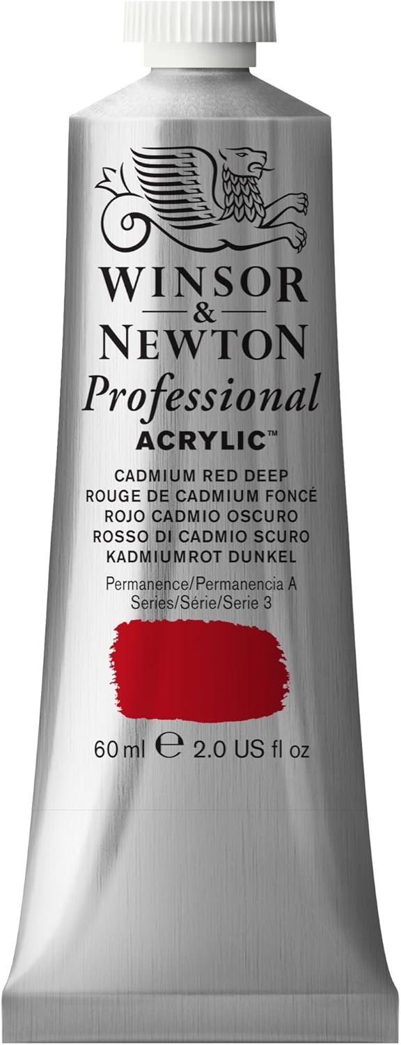 Winsor & Newton 2320097 60 ml Professional Acrylic Colour - Cadmium Red Deep, 60 ml (Pack of 1)