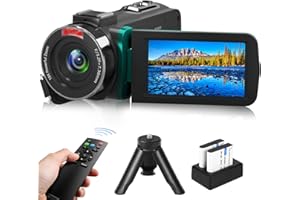 VETEK Video Camera Camcorder, 4K 48MP Vlogging Camera for YouTube with Infrared Night Vision, 18X Digital Zoom 3.0“ LCD Screen Video Recorder with Remote Control and 2 Batteries(Green)