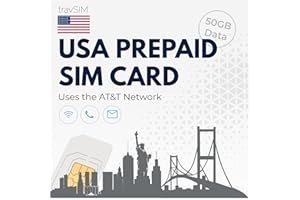 travSIM Prepaid SIM Card USA | Uses The AT&T Network | 50GB Mobile Data at 4G/5G speeds | US SIM Card has Unlimited National Calls & Texts | US Mobile SIM Card 60 Days