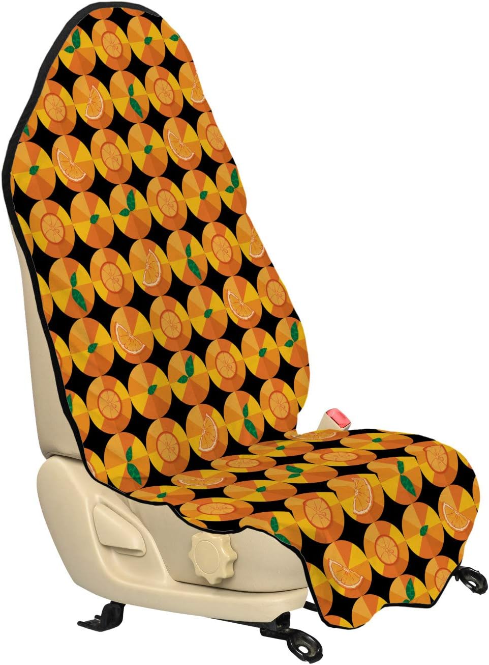 Ambesonne Orange Car Seat Hoodie, Tangerine Tones Citrus Rhythmic Pattern, Car Seat