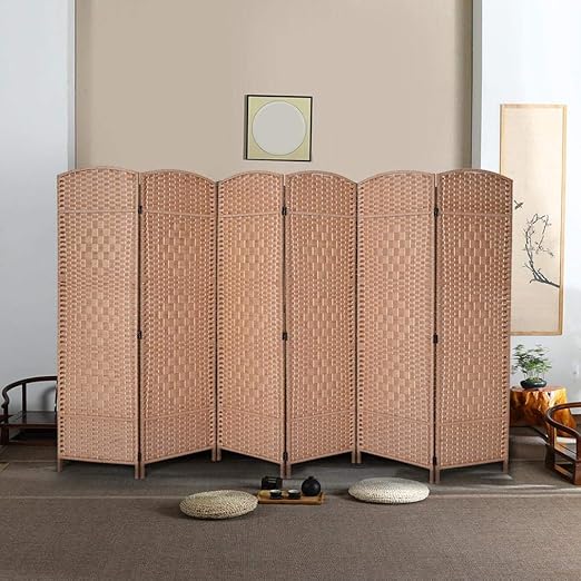 Bamboo Room Dividers and Folding Privacy Screens, 6 Panel
