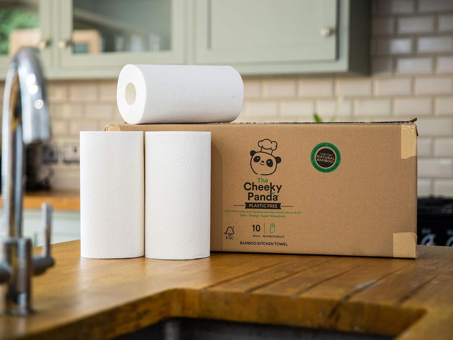 The Cheeky Panda- Bamboo Kitchen Bulk Box of 2Ply Rolls,White, 10 count, 10 count (Pack of 1) - Image 3