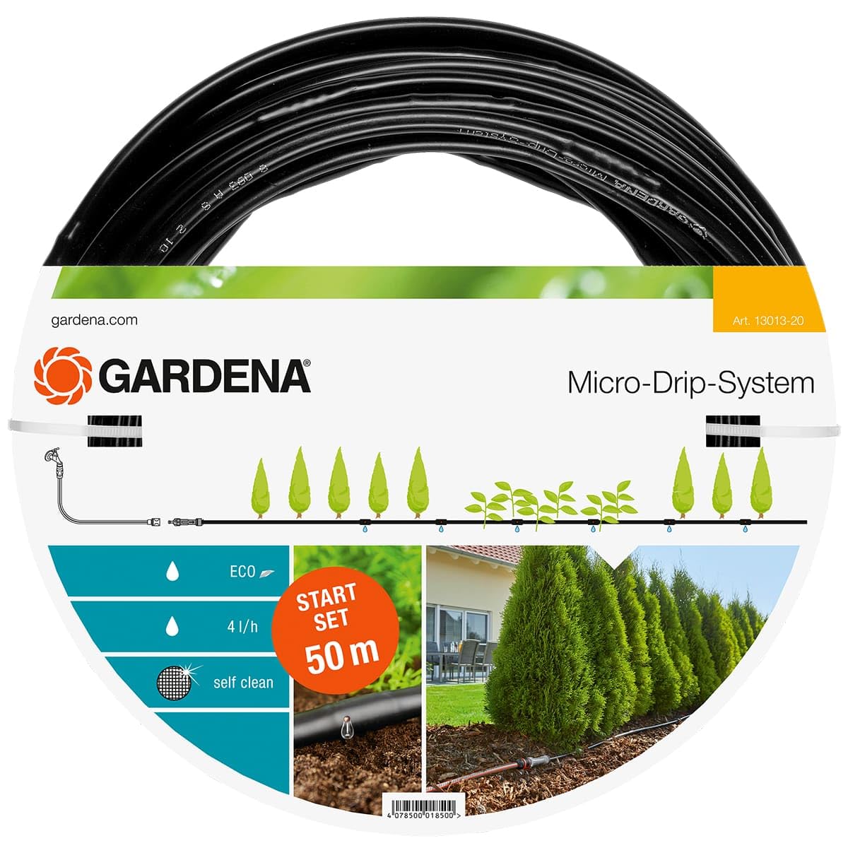 Gardena Micro-Drip System Staring Set for Planting Rows L (13013); comfortable and watersaving irrigation.50m irrigation line