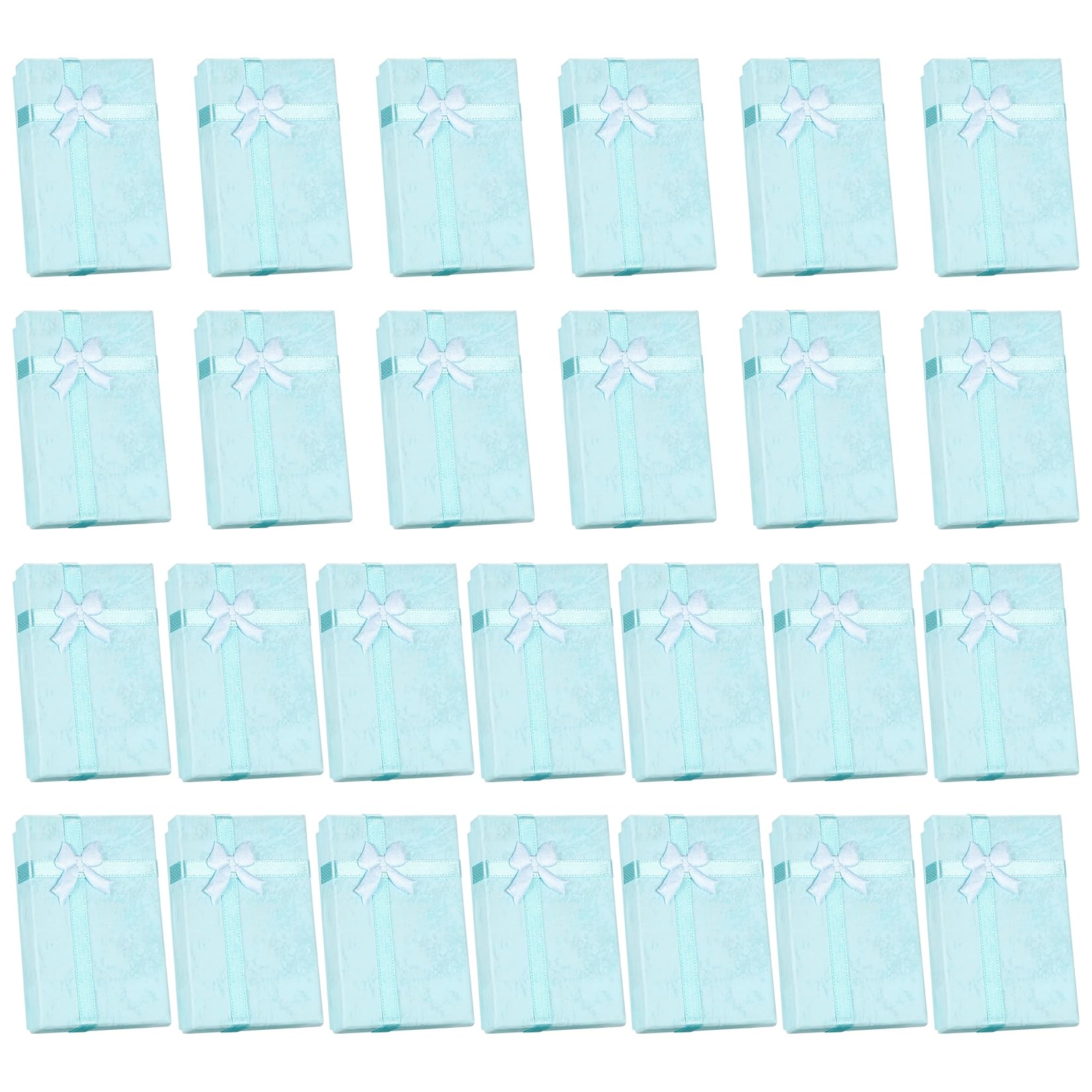 26 Pcs Jewellery Gift Boxes, Cardboard Jewelry Gifts Packaging Boxes, Paper Gift Wrapping Boxes with Ribbon Bow & Lids, for Anniversaries Weddings, Earrings, Necklaces, Bracelets, Rings - Blue