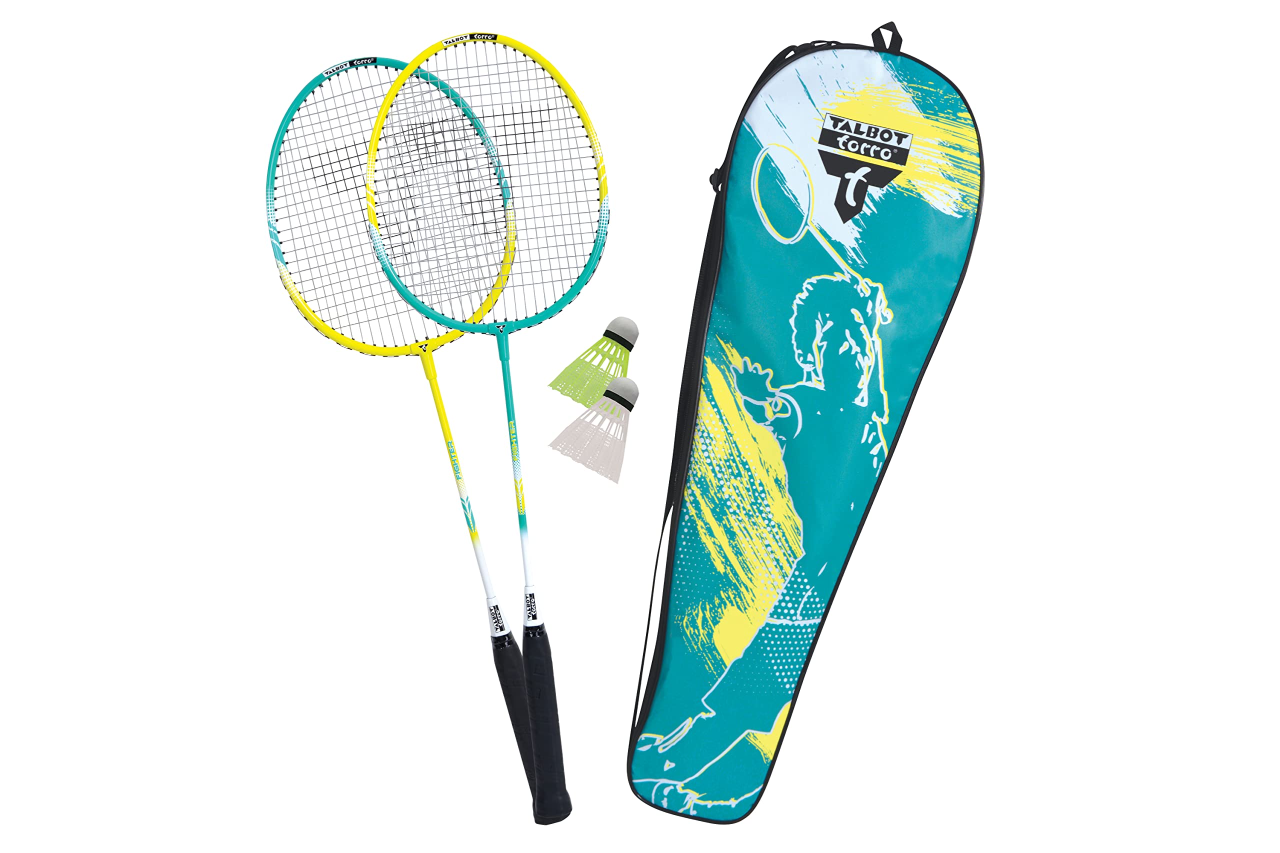 Talbot-Torro 2-Fighter Premium Badminton Set, 2 Light and Practical Aluminum Rackets, 2 Shuttlecocks, in a Beautiful Bag, 449412