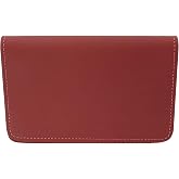 CTM Leather Top Stub Checkbook Cover Wallet, Red | Smooth leather top-stub checkbook cover, 6.75 x 4.25 in. with two full-length slip pockets and a checkbook pocket.