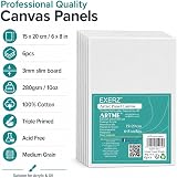 EXERZ 15x20cm Canvas Panels 6pk 3mm 280gsm 100% Cotton Triple Primed view 3