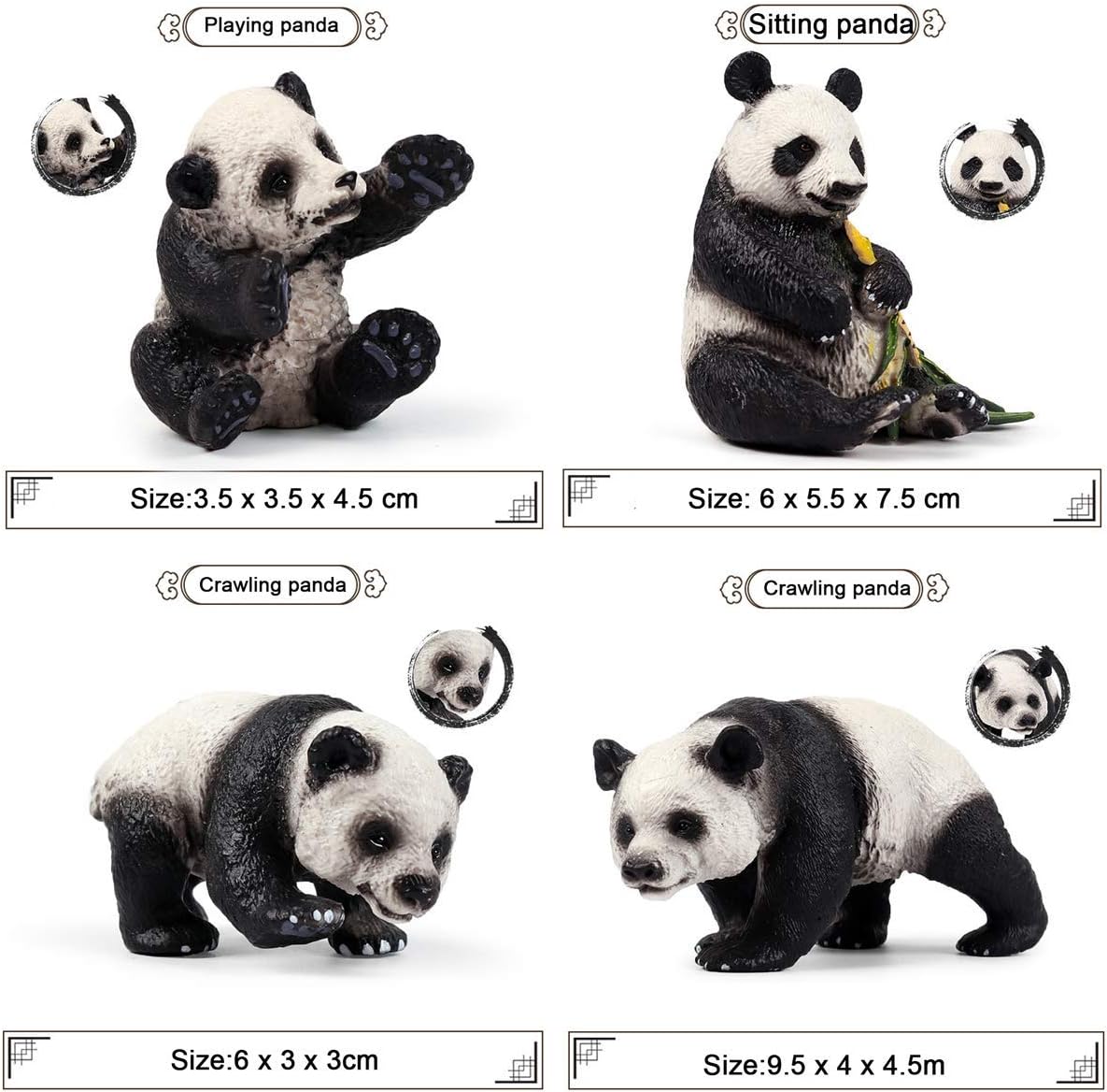 JOKFEICE 4pcs Realistic Panda Toys, Plastic Animal Figurines Action Model, Educational Toys - Image 3