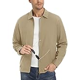 EKLENTSON Mens Lightweight Jackets Full Zip Laydown Collar Golf Light Windbreaker Jackets with Zip Pockets