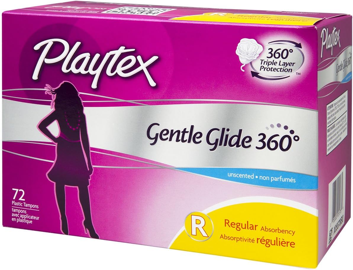 Playtex Simply Gentle Glide Unscented Regular Absorbency Tampons with 360 Protection, 72 Count: Health & Personal Care
