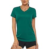MAGCOMSEN Women's T Shirts Short Sleeve Workout Tops UPF 50+ Sun Protection V-Neck Moisture Wicking Quick Dry Tee