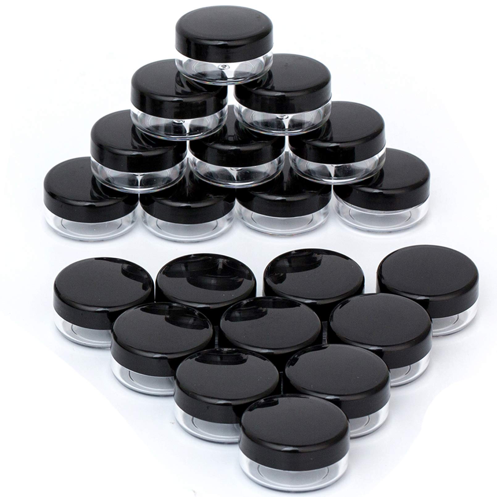 ZEJIA Black Cosmetic Containers Sample Jars with Lids Plastic Makeup Sample Containers BPA Free Pot Jars (3g, 100pcs-bk)