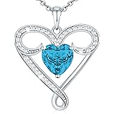 Yuelove Infinity Necklace for Women, 925 Sterling Silver Heart Necklace with 5A Zircon, White Gold Plated Adjustable Chain, Gift for Valentine's Day, Birthday, Anniversary for Wife, Girlfriend, Mom