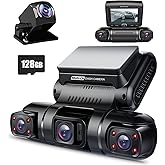 PRUVEEO 360 Degree View 4 Channel Dash Cam Front and Rear Inside Left Right, Dash Camera for Cars, Built-in GPS WiFi Night Vision, 24/7 Recording Parking Mode Monitor, Free 128G Card