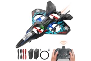 BEZGAR Drones for Kids | 2.4GHZ RC Plane, Remote Control Airplane, RC Helicopter, 360° Flip Fighter Jet Toy with Colorful LED Navigation Light Blue