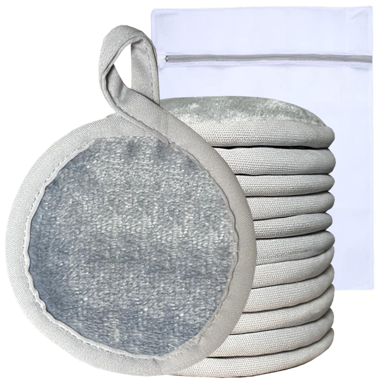 Reusable Makeup Remover Pads Microfiber Face Cloths Cleansing Facial Cloths with Laundry Bag for Face, Eye, Lips - Reusable Wipes 5 x 5 inch 12 Pack Grey