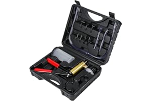 ZJERYL GULL 2 in 1 Brake Bleeder Kit with Hand Vacuum Pump with Gauge Adapters Automotive Brake Fluid Bleeding Set with Protected Case for Car Truck （Black）