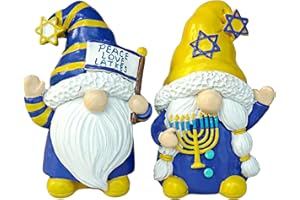 KNOMEKO Hanukkah Gnomes Decorations for Home Resin Hanukkah Gnomes Decor for Office Chanukah Decor Indoor Outdoor,Jewish Gifts Idea Menorah Hanukkah Tiered Tray Decor