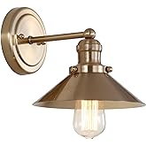 JONATHAN Y 7.8" Brass Gold 1-Light Industrial Farmhouse Metal Vanity Light Wall Sconce, Metal Shade for Bathroom Mirror, Kitc