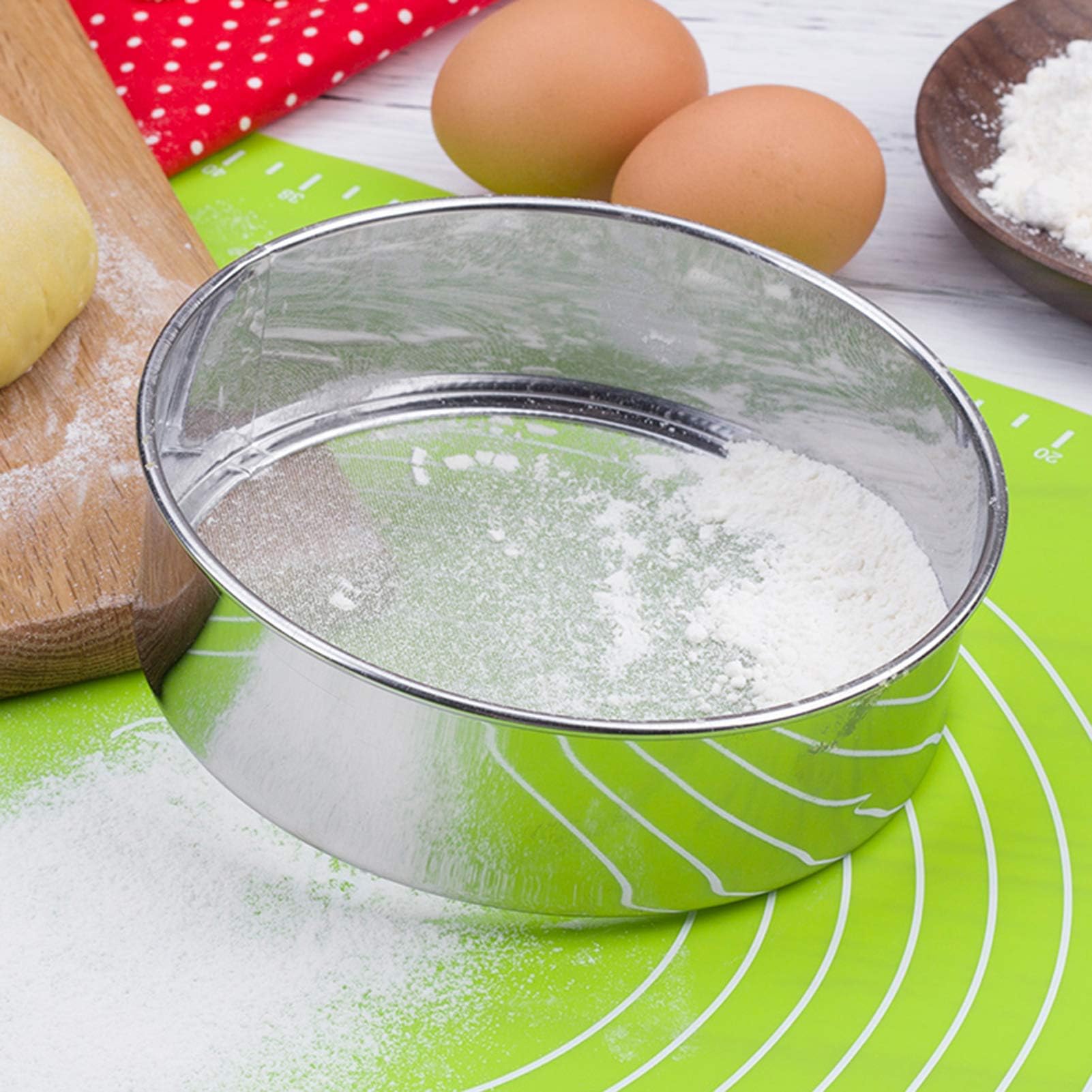 8 inch Sieves Fine Mesh Flour Sifter Strainer Stainless Steel Tamis Mesh Sifter for Baking Straining Powdering