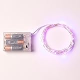 Rtgs Micro LED 20 Super Bright Pink Color Lights Battery Operated on 7 Ft Long with 4 inch Spacing Silver Color Ultra Thin String Wire [NEWEST VERSION] + 100% RTGS Products Satisfaction Guarantee