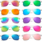 10/20 Pack Colored Sunglasses Mirrored Lens Bulk Party Glasses Classic Eyewear Birthday Beach Pool Unisex Adults