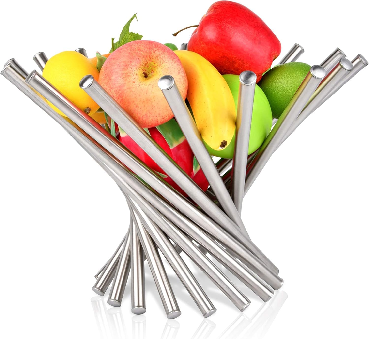 Fruit Bowl for Kitchen Counter, Large Fruit Basket Stainless Steel Fruit Stand Creative Foldable Home Decoration Bread Vegetable Storage Organizer