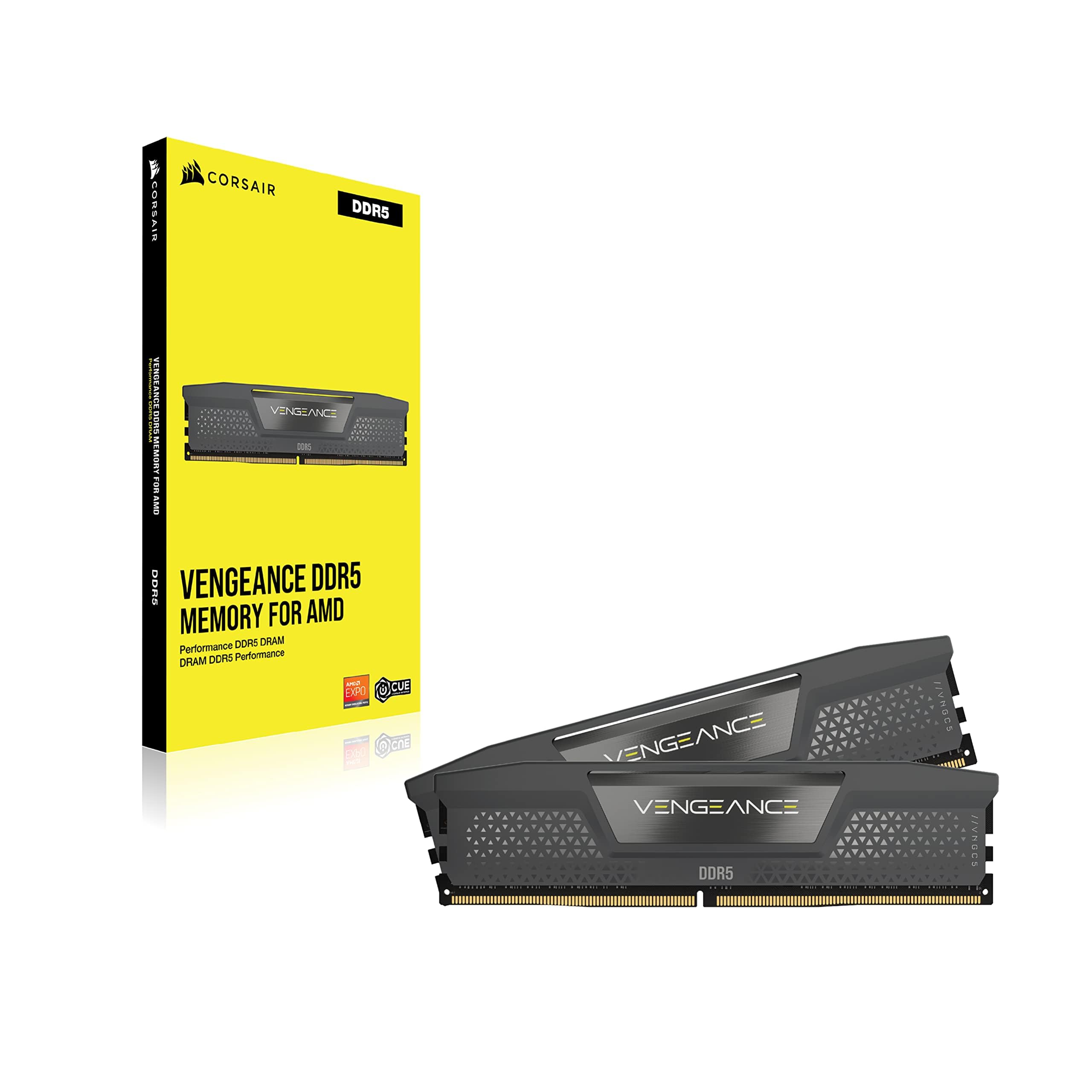 Corsair VENGEANCE DDR5 64GB (2x32GB) DDR5 6000MHz CL30 AMD EXPO Intel XMP iCUE Compatible Computer Memory – Gray (CMK64GX5M2B6000Z30)