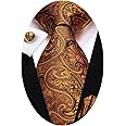 Hi-Tie Silk Ties for Men Plaid Paisley Striped Necktie Pocket Square Cufflinks Set Formal Business