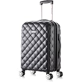 Rockland Melbourne Hardside Expandable Spinner Wheel Luggage, Quilt, Carry-On 20-Inch Black