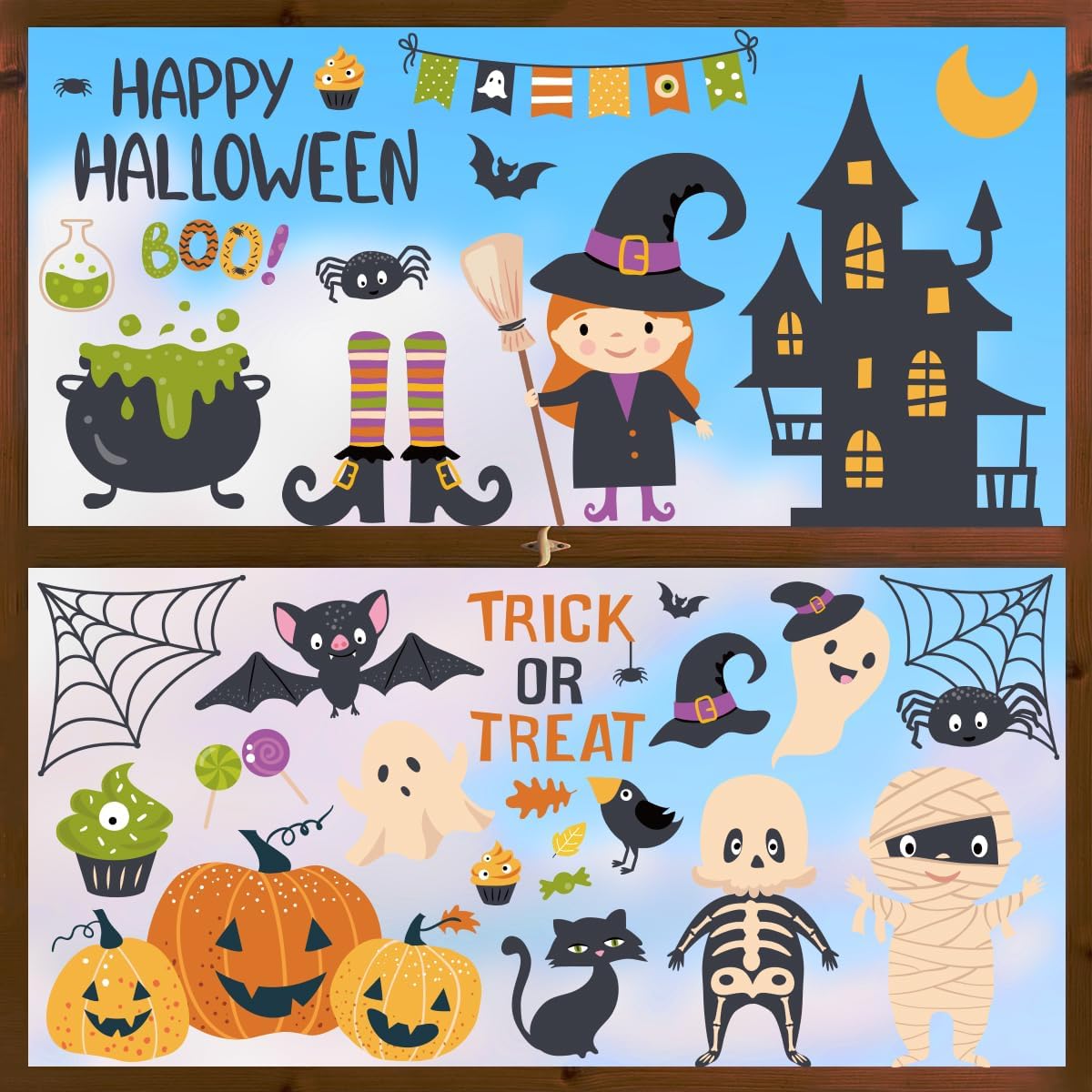 Window Treatments - Horaldaily 102 PCS Halloween Window Cling Sticker, Trick or Treat Cute Ghost for Home Party Supplies Shop Window Glass Display Decoration