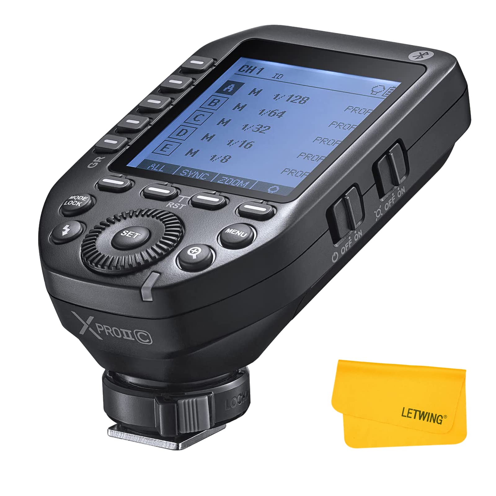 GODOX XProII-C TTL Wireless Flash Trigger Compatible for Canon Cameras, 2.4G Wireless Flash Transmitter HSS 1/8000S,Bluetooth Connection, TCM Transform Function, New Hotshoe Locking, Large LCD Display