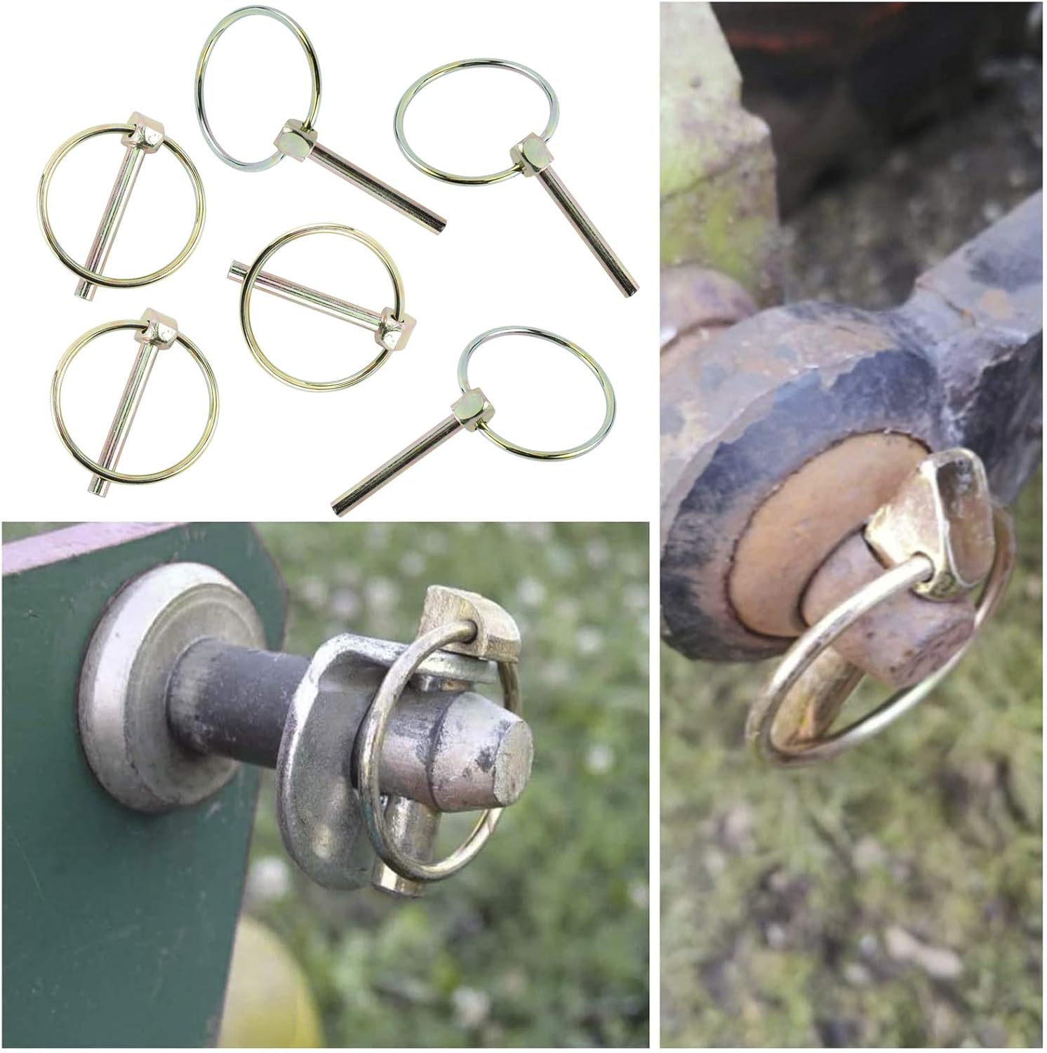 50Pcs Lynch Pin Assortment Kit Heavy Duty Linch Pin with Ring 4 Sizes