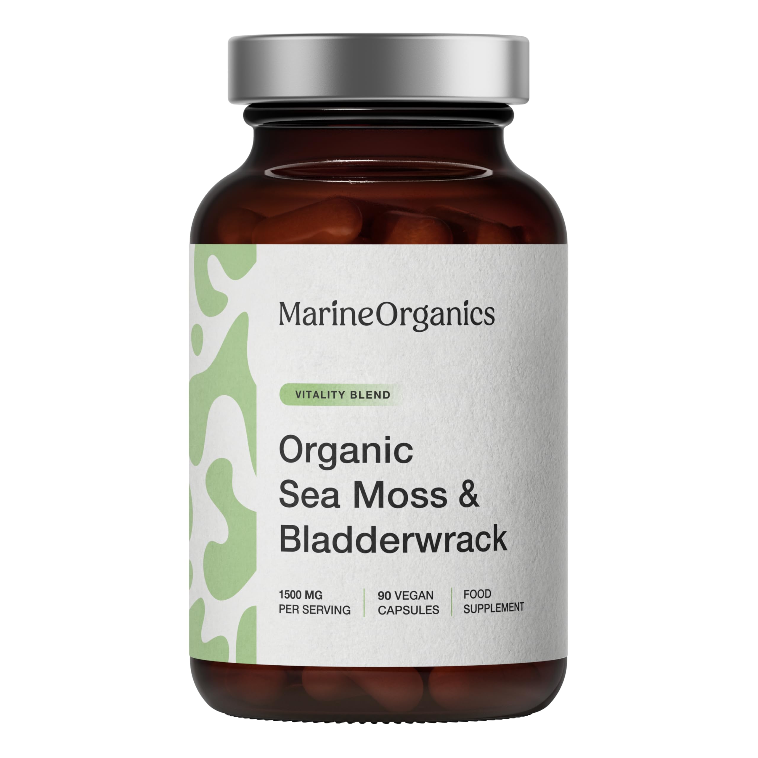 MarineOrganics Organic Sea Moss Capsules - 90 Irish Sea Moss and Bladderwrack Capsules - Iodine Tablets - UK Wild Harvested Seamoss - High Potency