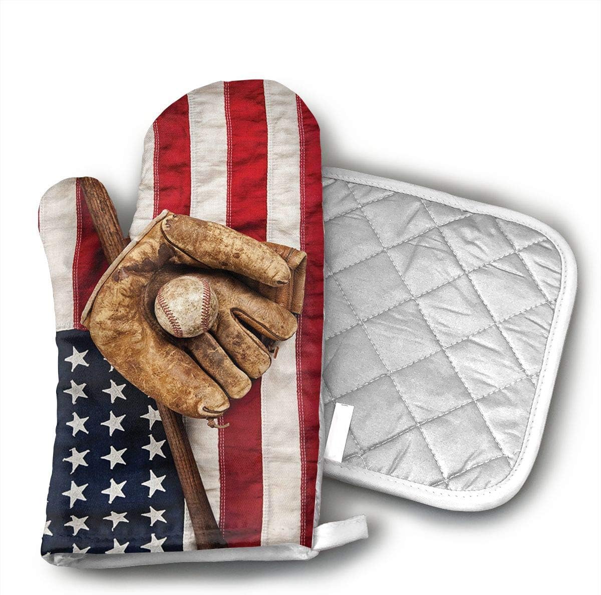 Vintage Baseball League Equipment With Usa American Flag