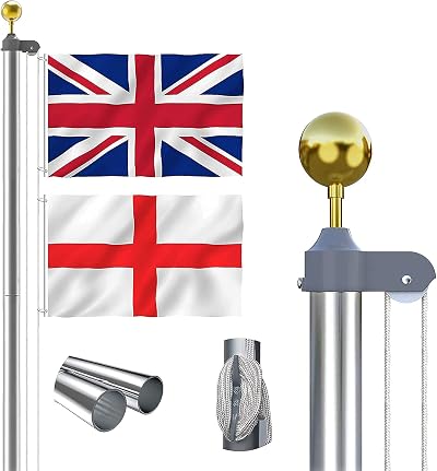 Thanaddo 20 ft Aluminum Sectional Flag Pole Kit with 2 Flags, Gold Ball