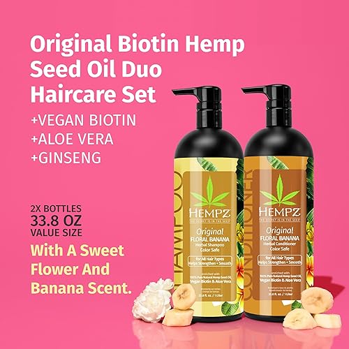 Hempz Shampoo Conditioner Set Original Floral Banana Scent