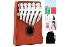 MELHA KaLimba Thumb Piano 17 Keys, Red Portable Mbira Finger Piano with Study Instruction & Tune Hammer, Musical Instruments Birthday Gift for Kids and Adults Beginners Professional Wood