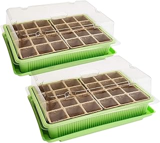 Quantio 2X Mini Gewächshaus - für bis zu 48 Pflanzen, ca. 27 x 19 x 10 cm (LxBxH) je Zimmergewächshaus, grün/transparent, Kunststoff/Zellulose