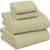 RUVANTI 100% Cotton Percale King Sheets, King Size Sheets Set, Sage Green | 4 Piece Set, 16" Deep Pocket, Crisp &amp; Cooling, Soft &amp; Breathable, Fresh Feel, Durable Hotel-Style for Year-Round Comfort