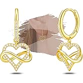 Sterling Silver Infinity Heart Earrings - Sparkling Cubic Zirconia Hypoallergenic Dangle Hoop Earring Fashion Gifts for Her Mom Wife Sister