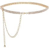 CHIC DIARY Rhinestone Belts for Women Sparkly Diamond Belts Silver Bling Waist Dress Belt Fashion Glitter Chain Wedding Belt