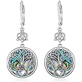 Seiyang Irish Earrings 925 Sterling Silver Irish Celtic Knot/Claddagh/Tree Of Life/Triquetra/Trinity Knot Leverback Dangle Drop Earrings Irish Lucky Celtic Jewelry Gifts for Women Mom Her