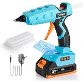 GoGonova Full Size Cordless Glue Gun, 20V Battery, LCD Dual Temp Display | 120s Fast Heating, 60W High Power, 12 Pcs Glue Sticks, Strong Adhesion, for Crafts, Repairs, Professional Projects
