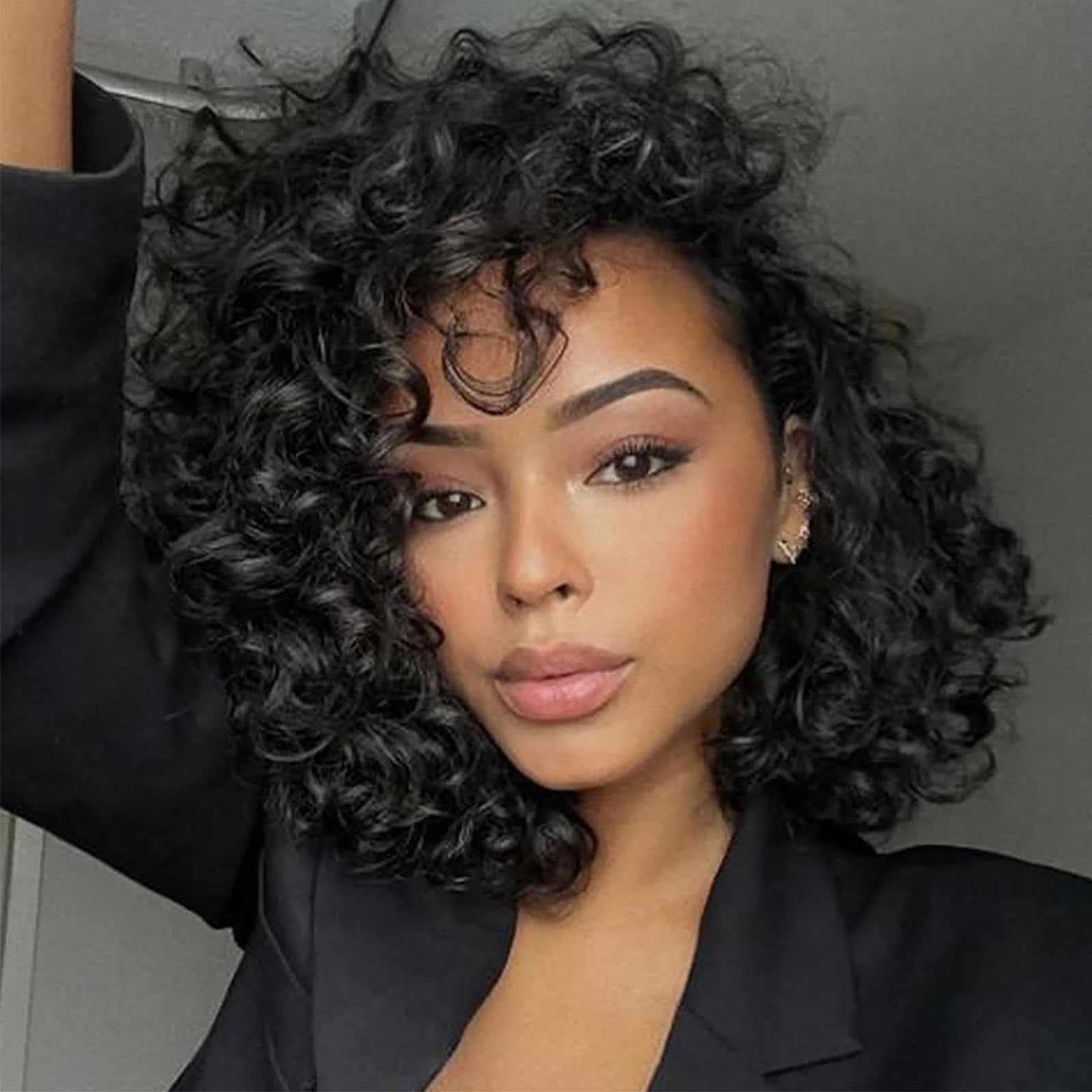 GoGo Curl Crochet Hair 8 Inch 8 Packs Ocean Deep Wave Crochet Braids Hair Extensions Synthetic Curly Crochet Hair Extensions for Black Women（1B）