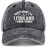 zcyhtqp, That's What I Do I Fish and I Know Things, Funny Baseball Cap, Funny Fishing Hats with Sayings, Adjustable Cotton Baseball Cap, Birthday Gift for Fishing Lover Black