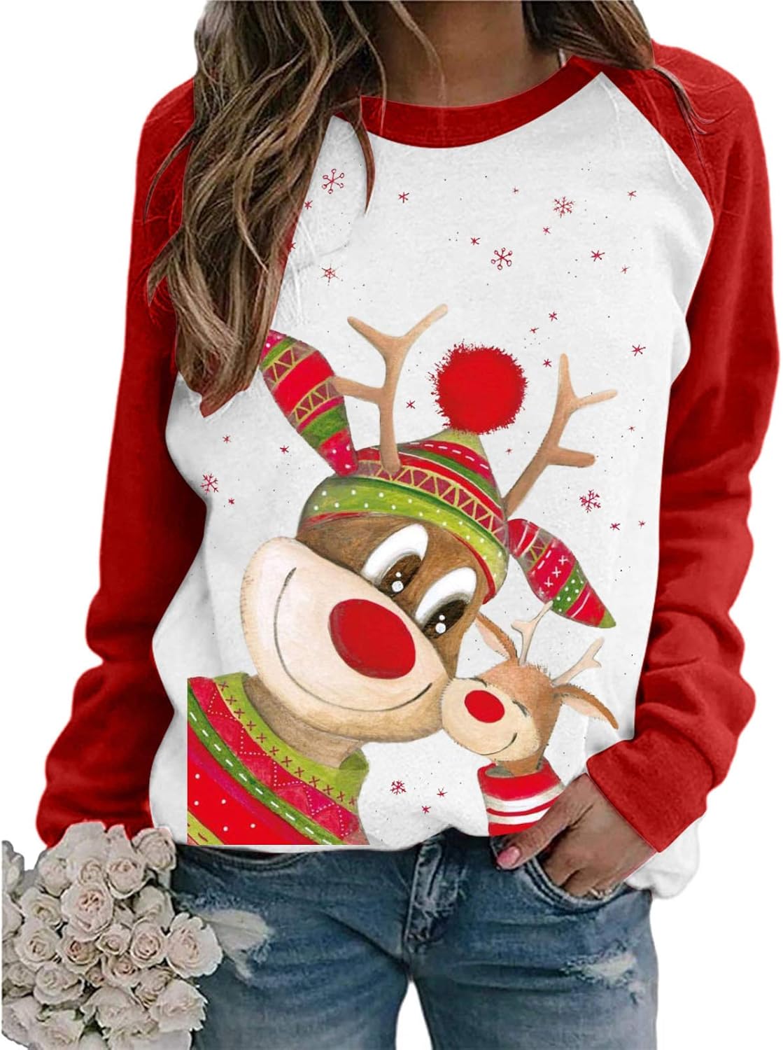 Zilosconcy Christmas Pullover Womens Sweatshirts Jumpers, Casual Xmas Sweater Ladies Long Sleeve 