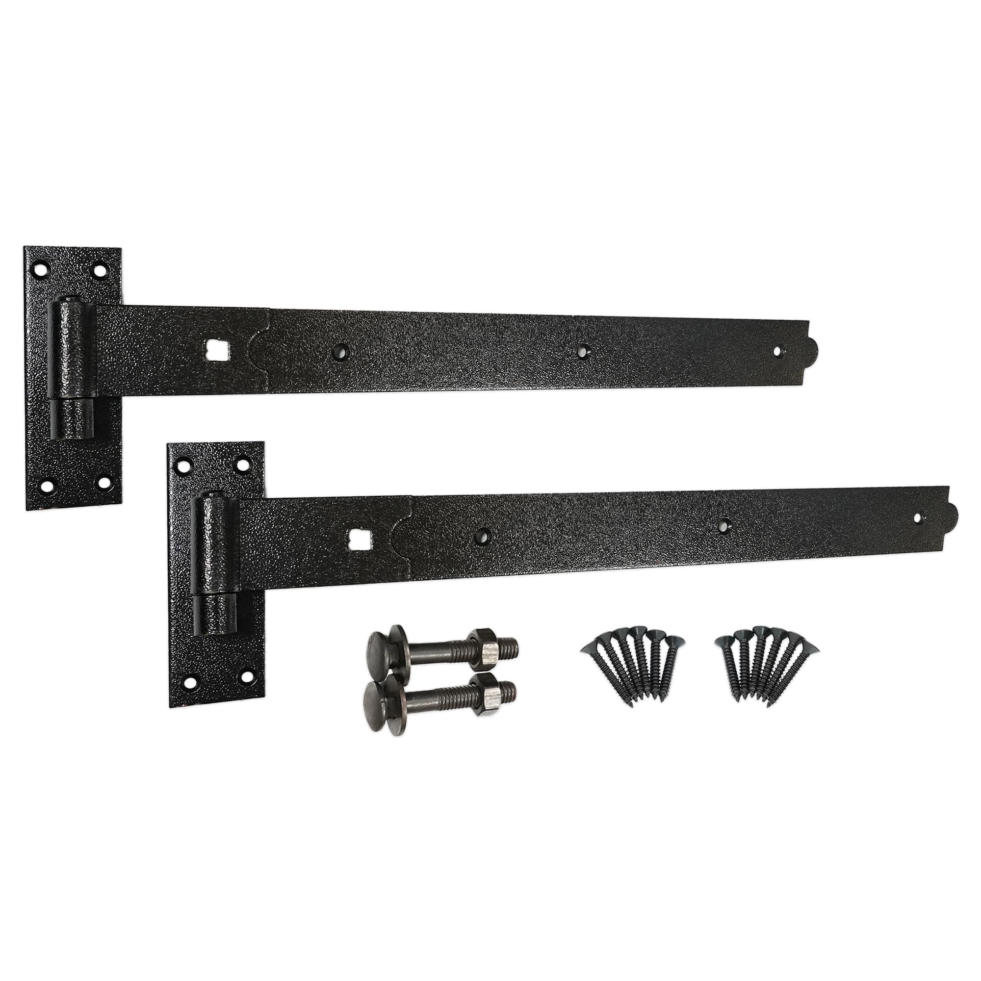 Infinity Decor Pair of 24” Straight Hook and Band Hinges Epoxy Black Finish Heavy Duty Kit – Ideal for Wooden Gate, Garage Door, Garden Gate